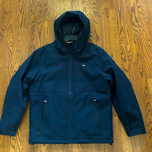 Tommy Hilfiger Men’s Navy Blue Hooded Waterproof Puffer Jacket Size Medium